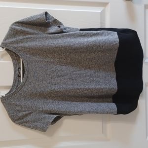 Express grey and black knit tee with black sheer material
